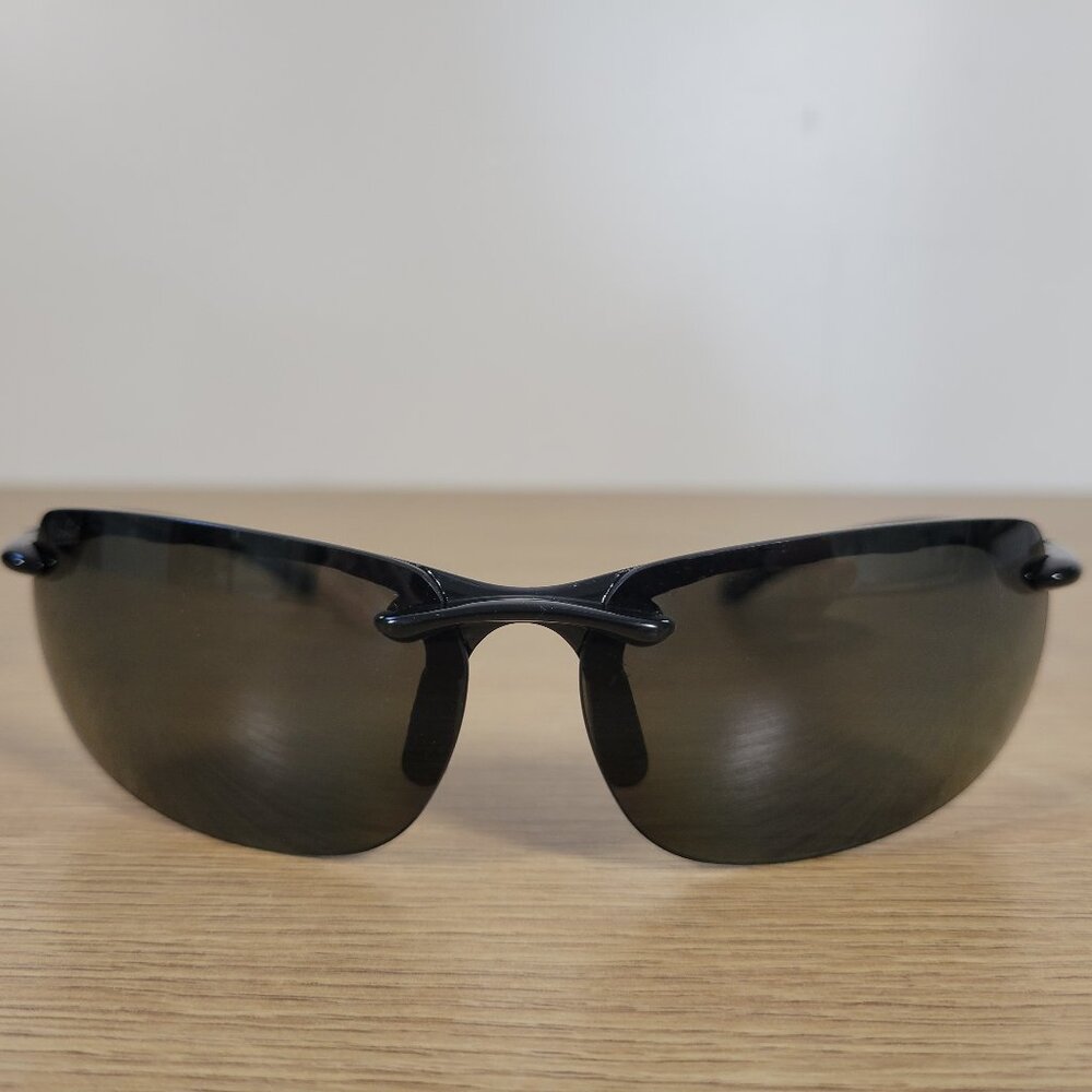 Hobie Rivera Polarized Sunglasses Black Rimless Wrap Sport Dark Lenses